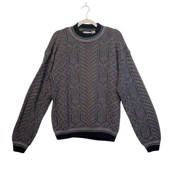 1980's Pacific Crest Vintage Knitted Cosby Crew Neck purple Sweater Large - Picture 1 of 14